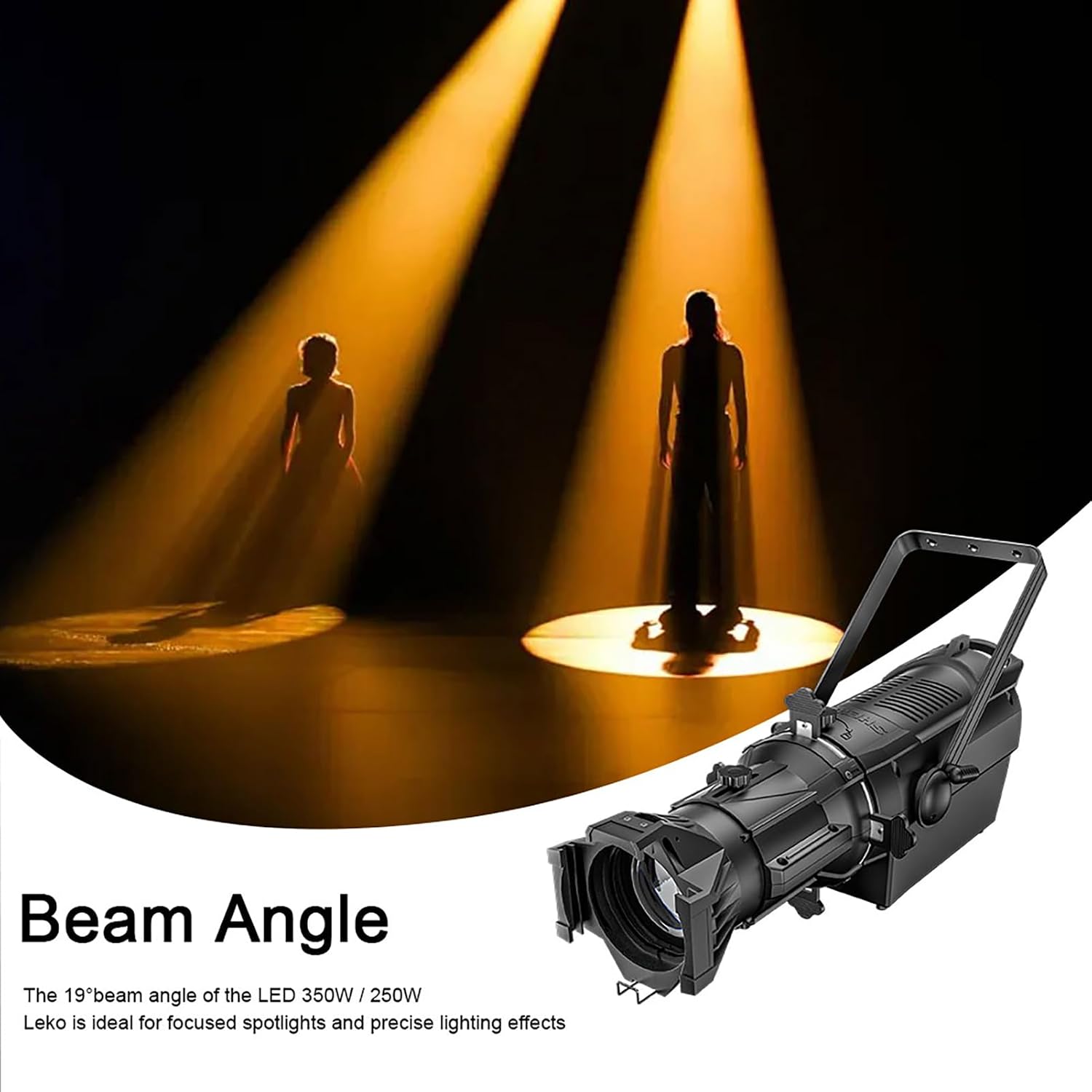 stagelight SHEHDS LEKO Profile Stage Spotlights LED Zoom 250W Cool White+Warm White, 19° Angle, 2800K to 10,000K Par Ellipsoidal Lights, DMX512 Disco DJ Lights for Show