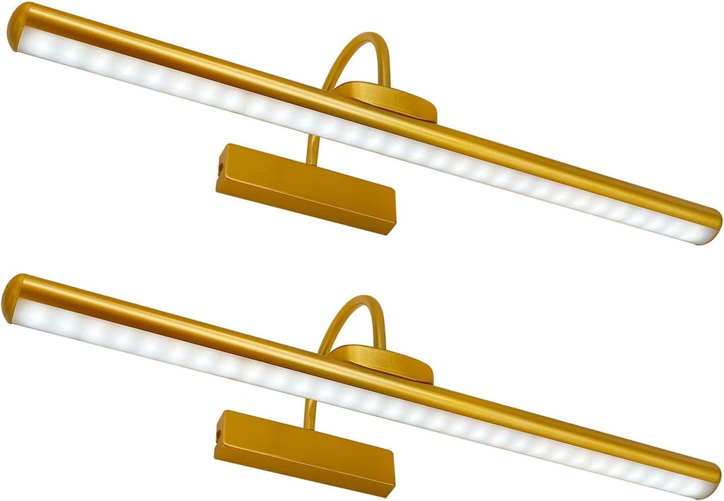 23' Wireless Picture Lights, Rechargeable Battery Art Display Light with Remote Control, Dimmable/Timer Off Dartboard Light, 3 Lighting Modes Full Metal Painting Display Lights (Gold-2Pack)