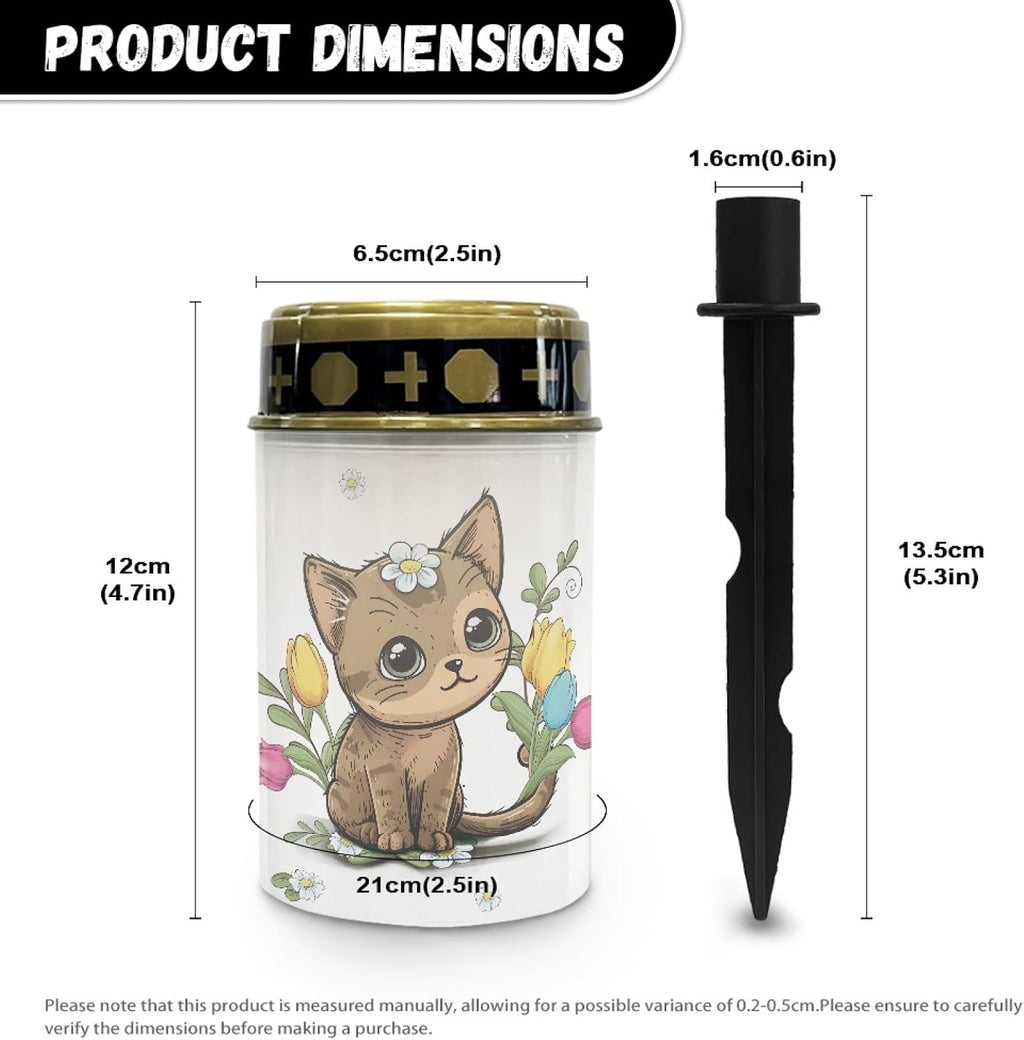 Cute Cat Outdoor Stake Lights Solar Warm White Lights for Yard Patio Waterproof Pathway Lights Flameless Garden Lights for Party Home Landscape Lighting