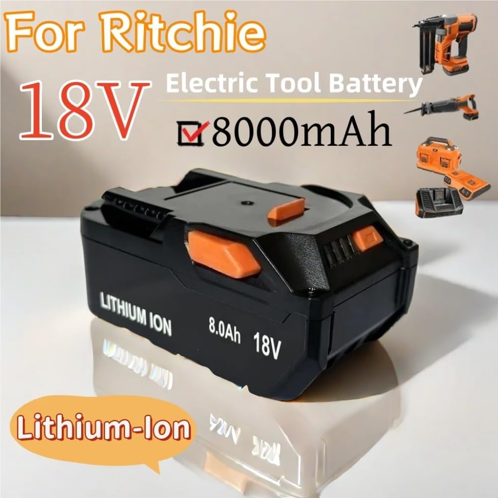 18V 8.0Ah Replacement Lithium-Ion Battery Compatible With RIDGID R840083 R840085 R840086 Cordless Power Angle Grinder Reciprocating Saw Tool Packs