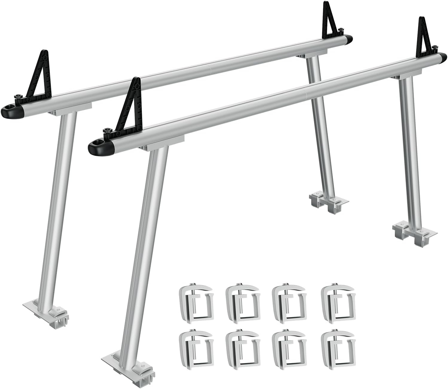 GarveeTech Truck Rack, 71' Aluminum Ladder Rack for Trucks, 800 lbs Capacity with Non-Drilling C-Clamps, Heavy Duty Pickup Truck Racks Two-Bar Set for Kayak, Surfboard, Lumber, Ladder