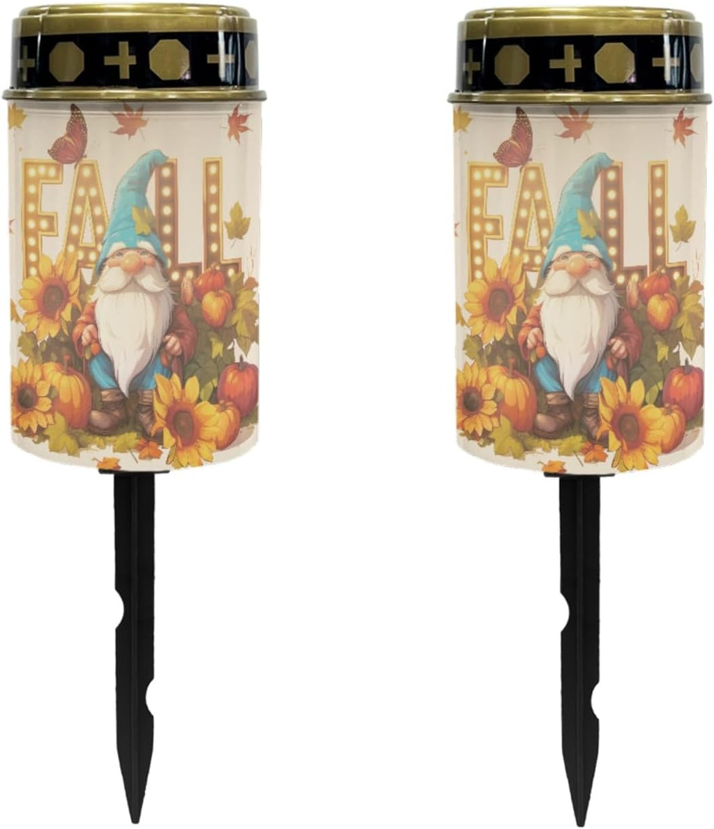 Fall Dwarf Solar Garden Lights Outdoor Thanksgiving Solar Walkway Lights,Pathway Lights Set of 10 Thanksgiving Solar Powered Fairy Lights for Home Path Kitchen