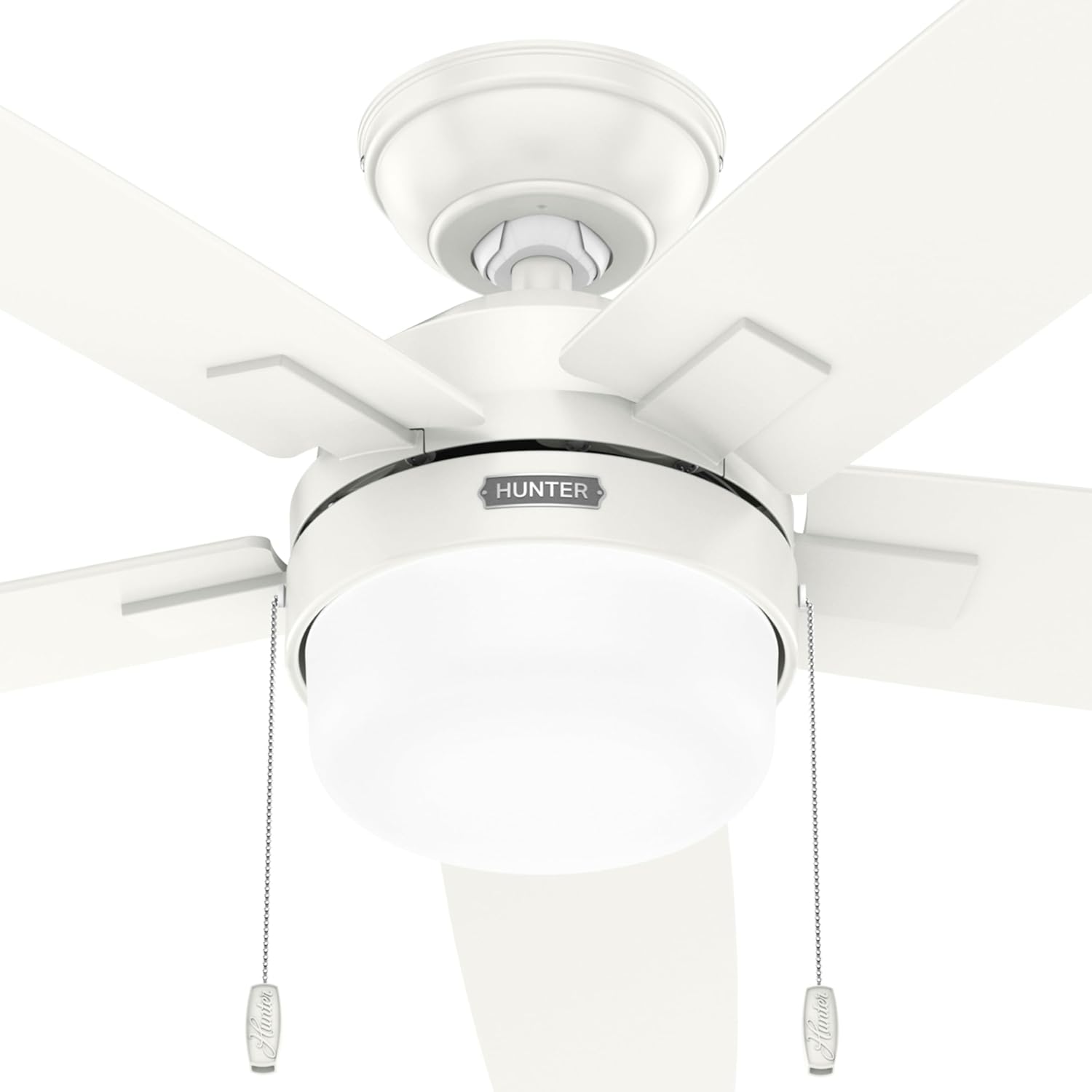 Hunter Fan 52 Inch Fresh White Indoor Ceiling fan with LED Light and Pull Chain for Bedroom, Living Room, Office, Basement, Kitchen, Dining Room (Renewed), CC5C27C73