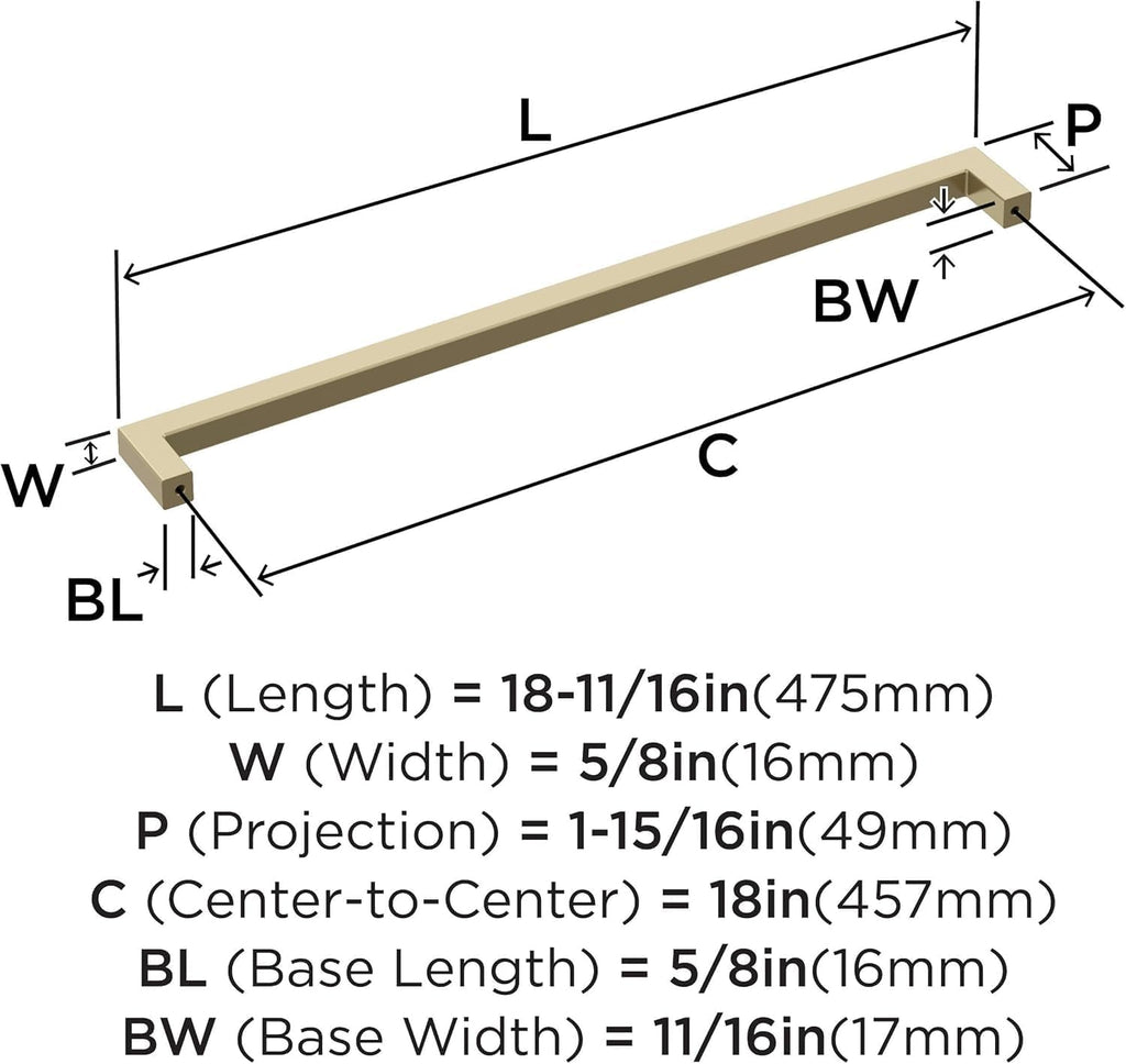 Amerock BP54046BBZ | Golden Champagne Appliance Pull | 18 inch (457 mm) Center-to-Center Cabinet Handle | Monument | Furniture Hardware