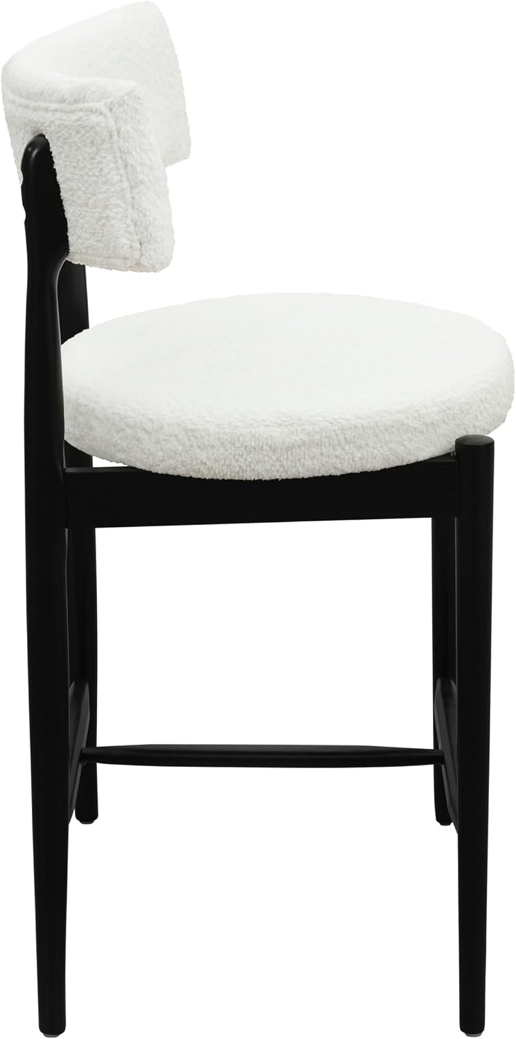 Christopher Knight Home Ebany 25.50' H Barstools Set of 2, Upholstered Counter Stool, Comfy Backrest Kitchen Stool, Rubberwood Frame Stool Chair, Bistro Chair for Kitchen Dining Room, Beige+Black