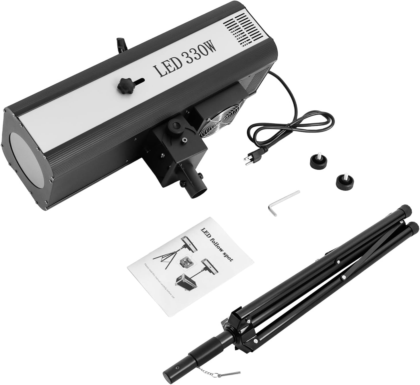 330W Stage Spotlight, Manual Control Follow Spot Light with Tripod 6 Colors LED Stage Spotlight Adjustable Aperture DJ WashLight for Party Disco Wedding Birthdays Christmas Party Show