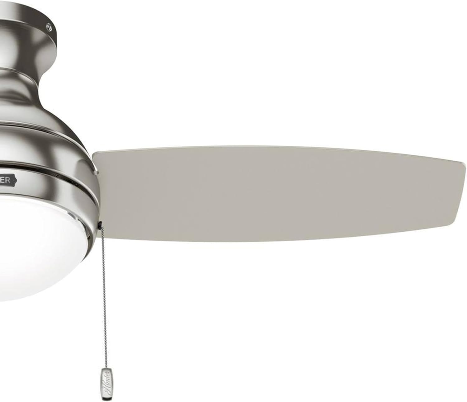 Hunter Fan 44 inch Indoor Ceiling Fan with Light, Brushed Nickel Ceiling Fan with Pull Chain, 3 Blades for Kids Room, Bedroom, Office or Kitchen (Renewed)