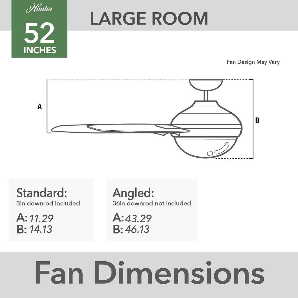 Hunter Fan 52 Inch Fresh White Indoor Ceiling fan with Light and Remote for Bedroom, Living Room, Office, Kitchen (Renewed)