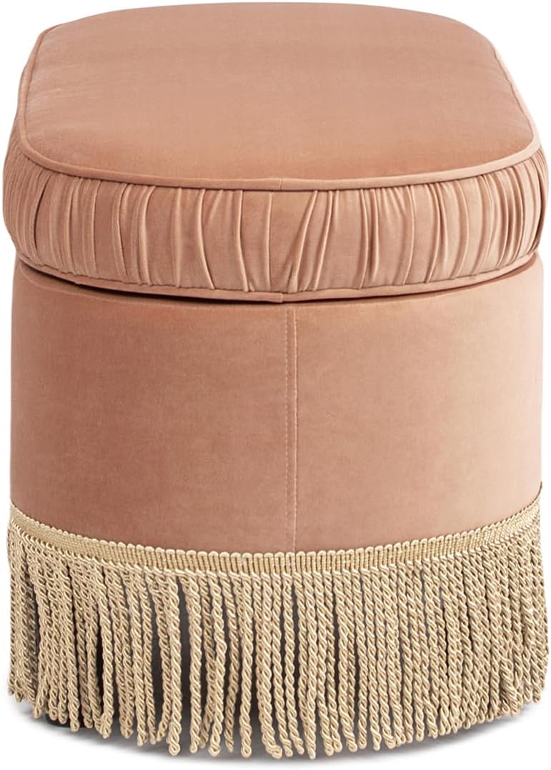 Jennifer Taylor Home Celeste 38' Oval Storage Bench Ottoman, Peach Orange Velvet