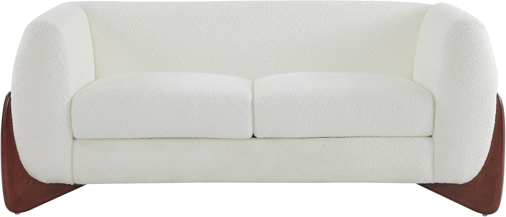 Christopher Knight Home Alma 63' Boucle Loveseat with Wood Legs, 2 Seater Sofa Couches for Living Room, Upholstered Couch Chair, Soft Seating Lounge Sofa Chair, Cozy Loveseat with Armrest, Beige