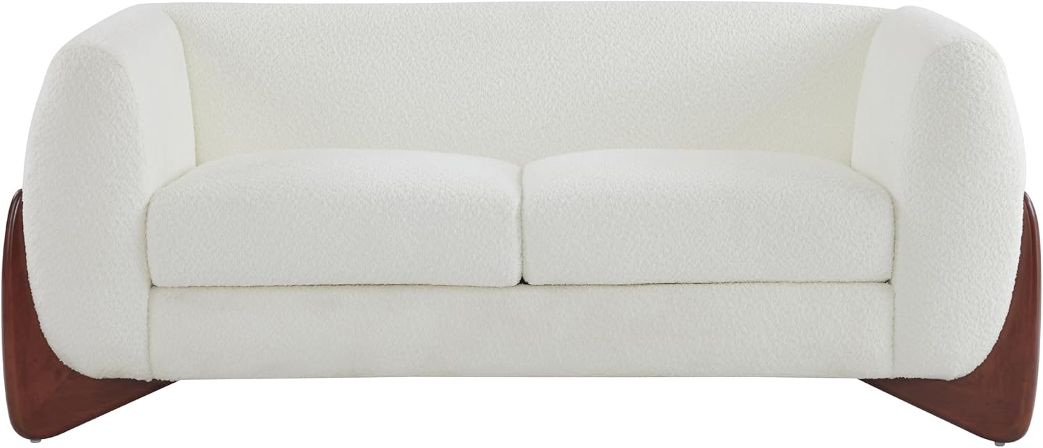 Christopher Knight Home Alma 63' Boucle Loveseat with Wood Legs, 2 Seater Sofa Couches for Living Room, Upholstered Couch Chair, Soft Seating Lounge Sofa Chair, Cozy Loveseat with Armrest, Beige