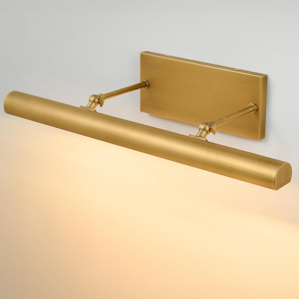Art Picture Frame Wall Light: 24' Glod Dimmable Vintage Artwork Brass Painting Spotlight - Hardwired Swing Arm Rotatable 3 Lights over Picture - Linear Accent Lighting above Photo for Gallery Bookcase