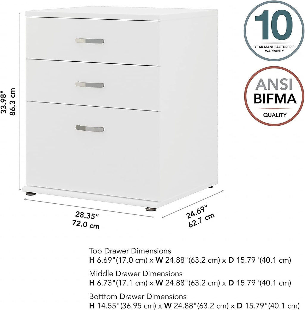 Bush Business Furniture Universal Floor Storage Cabinet with Drawers in White