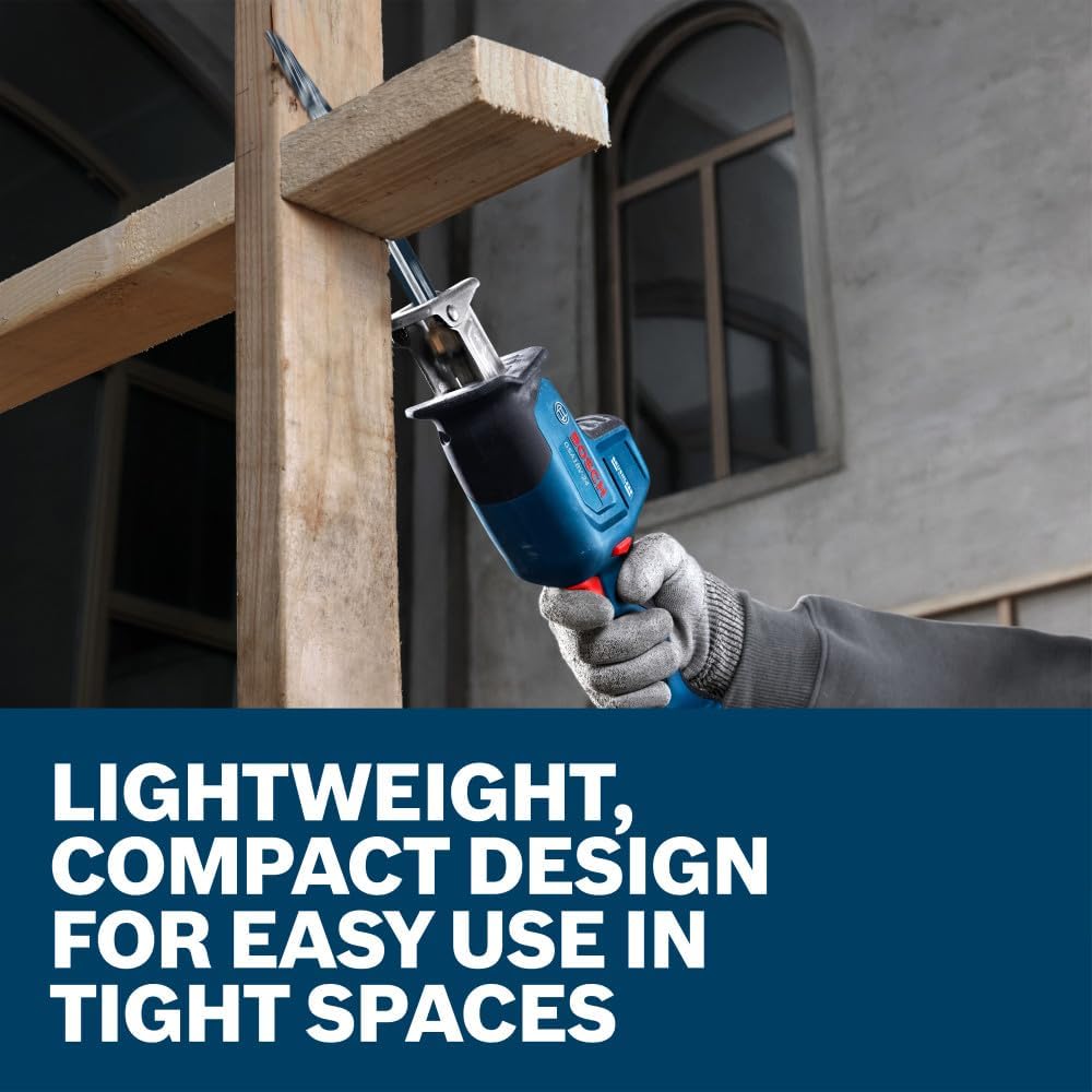BOSCH GSA18V-24N 18V Compact Reciprocating Saw - Lightweight Design, Tool-Free Blade Change, Variable Speed Control for Efficient Cutting (Bare Tool)