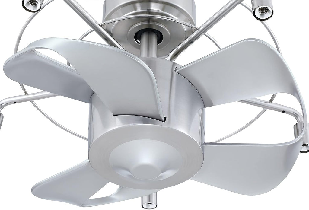 Parrot Uncle Ceiling Fans with Lights and Remote Bladeless Chandelier Ceiling Fan with Light for Bedroom Semi Flush Mount Ceiling Fans, 23 Inch, Silver