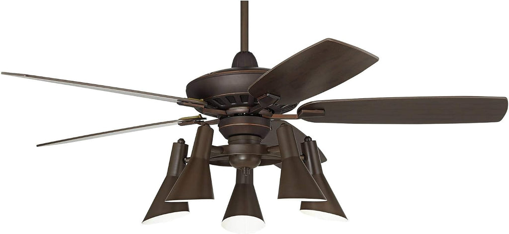 Casa Vieja 52' Journey Retro Indoor Ceiling Fan with Light Kit LED Dimmable Remote Control Oil Rubbed Bronze Adjustable 5-Light for House Bedroom Living Room Home Kitchen Family Dining Office