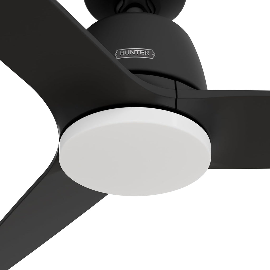 Hunter - Malden Indoor Ceiling Fan With Light, Remote, 52-inch, Casual-style, 3-speed WhisperWind Motor for living rooms, bedrooms, home offices, kitchens (Matte Black)
