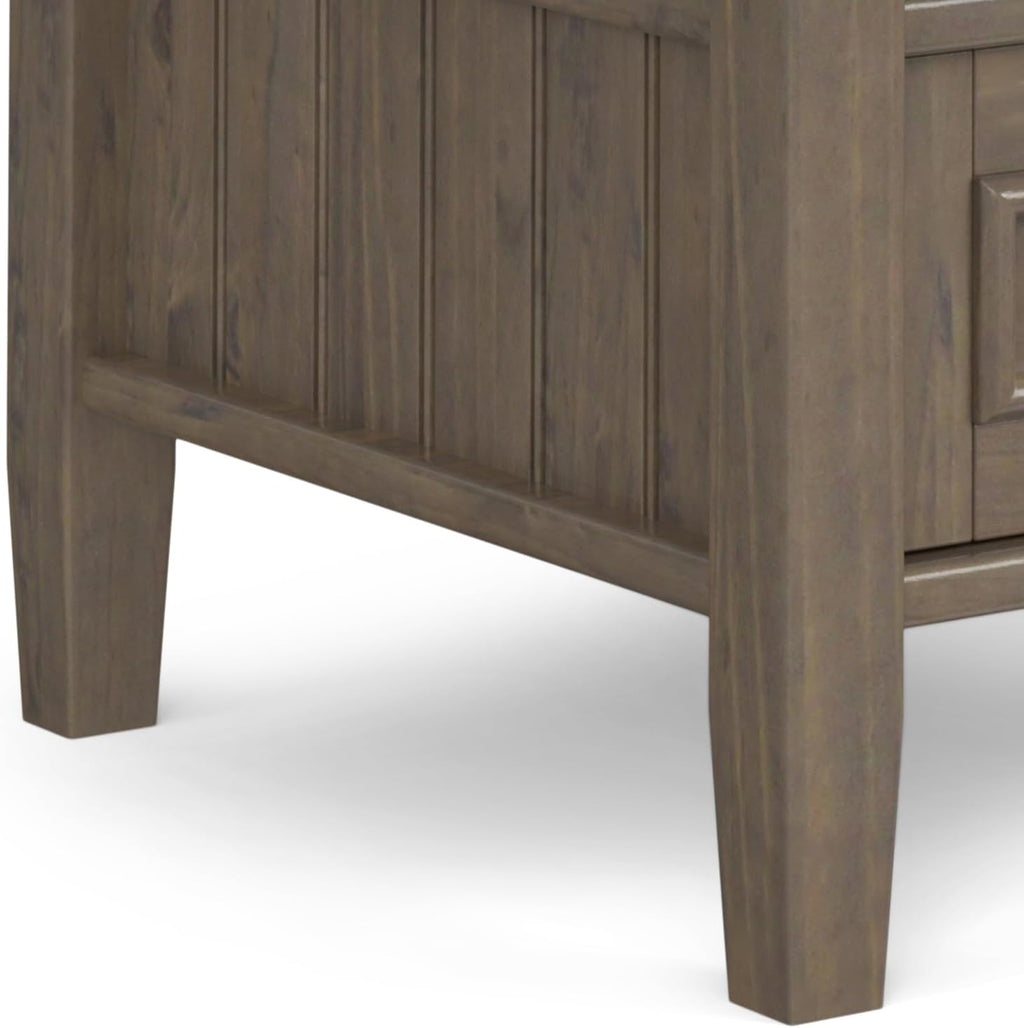 SIMPLIHOME Lev End Table - 20 inch Wide Solid Wood Accent Table with Bottom Storage Drawer and Open Shelf in Smoky Brown, Transitional Nightstand or Lamp Stand for Living Room or Bedroom