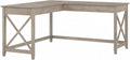 Bush Home Key West 60W Modern Farmhouse L Shaped Desk in Washed Gray, 60-Inch Corner Computer Table for Home Office Workspace