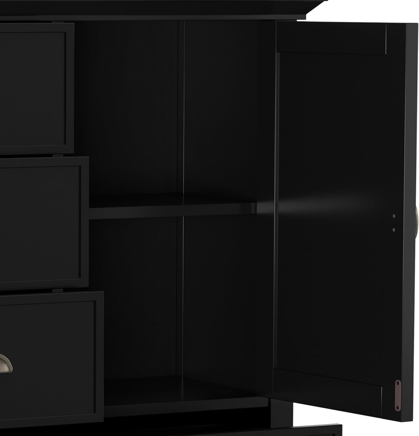 SIMPLIHOME Redmond Storage Cabinet - 39 inch Wide Solid Wood Medium Storage Cabinet in Black, Transitional Accent Cabinet for Entryway or Living Room with 4 Drawers and Cabinet Storage