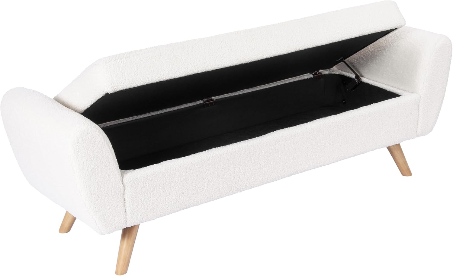 HomePop 60' Modern Storage Bench with Wood Legs - Sherpa Cream