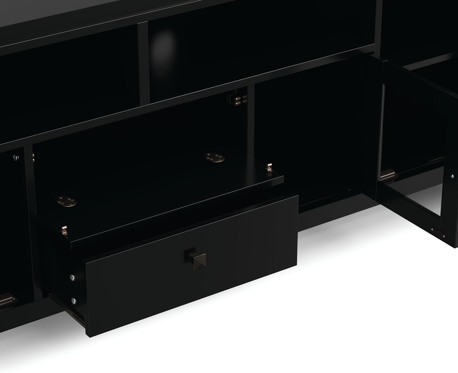 SIMPLIHOME Cosmopolitan TV Stand - 72 inch Wide Solid Wood Media Console in Black, Contemporary Entertainment Center for Living Room for TVs up to 80 Inches with Drawers and Cable Management