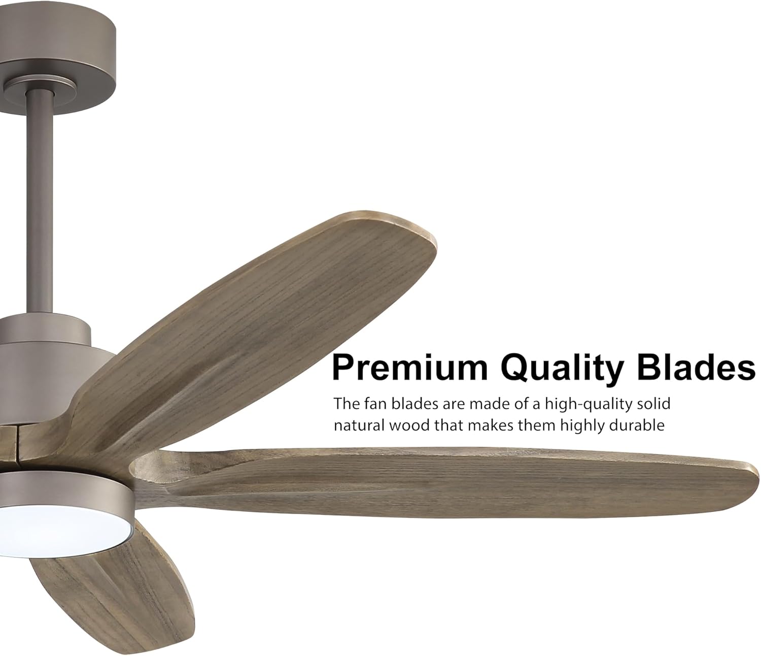 WINGBO 54' Ceiling Fan with Light - 5 Carved Solid Wood Blades, 6-Speed Reversible DC Motor, Dimmable, 3CCT, Noiseless Remote Control Ceiling Fans with Lights for Bedroom Living Room, Charcoal Gray