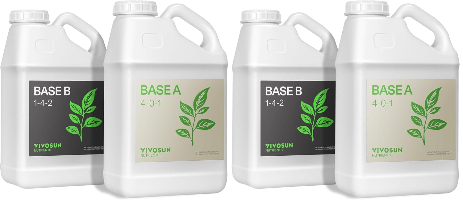 VIVOSUN Liquid Nutrients Base A & B Bundle, Grow Big Hydroponic Fertilizer, Supports Vegetative and Flowering Stages for Outdoor, Indoor Plants, Best Plant Food, Set of 1 Gallon (Pack of 2)