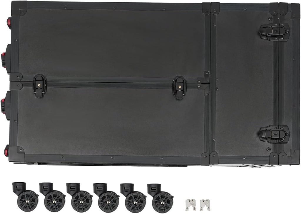 Rolling Makeup Train Case Professional Cosmetic Trolley Makeup Travel Organizer with Wheels Black 15.75 * 11.81 * 31.5in