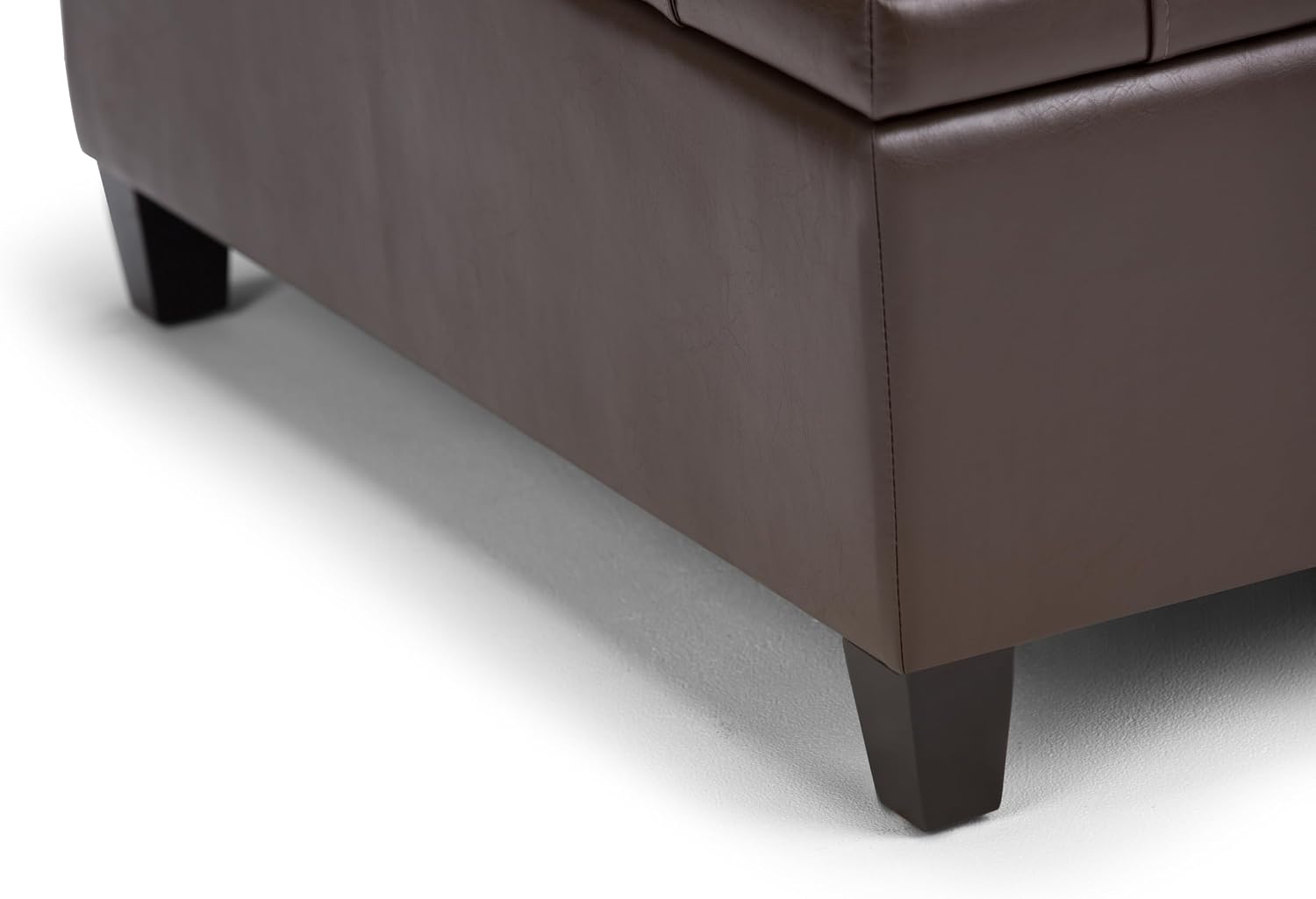 SIMPLIHOME Harrison Coffee Table Storage Ottoman - 36 inch Wide Upholstered Vegan Leather Square Lift-Top Ottoman in Chocolate Brown, Transitional Ottoman for Living Room with Hidden Storage