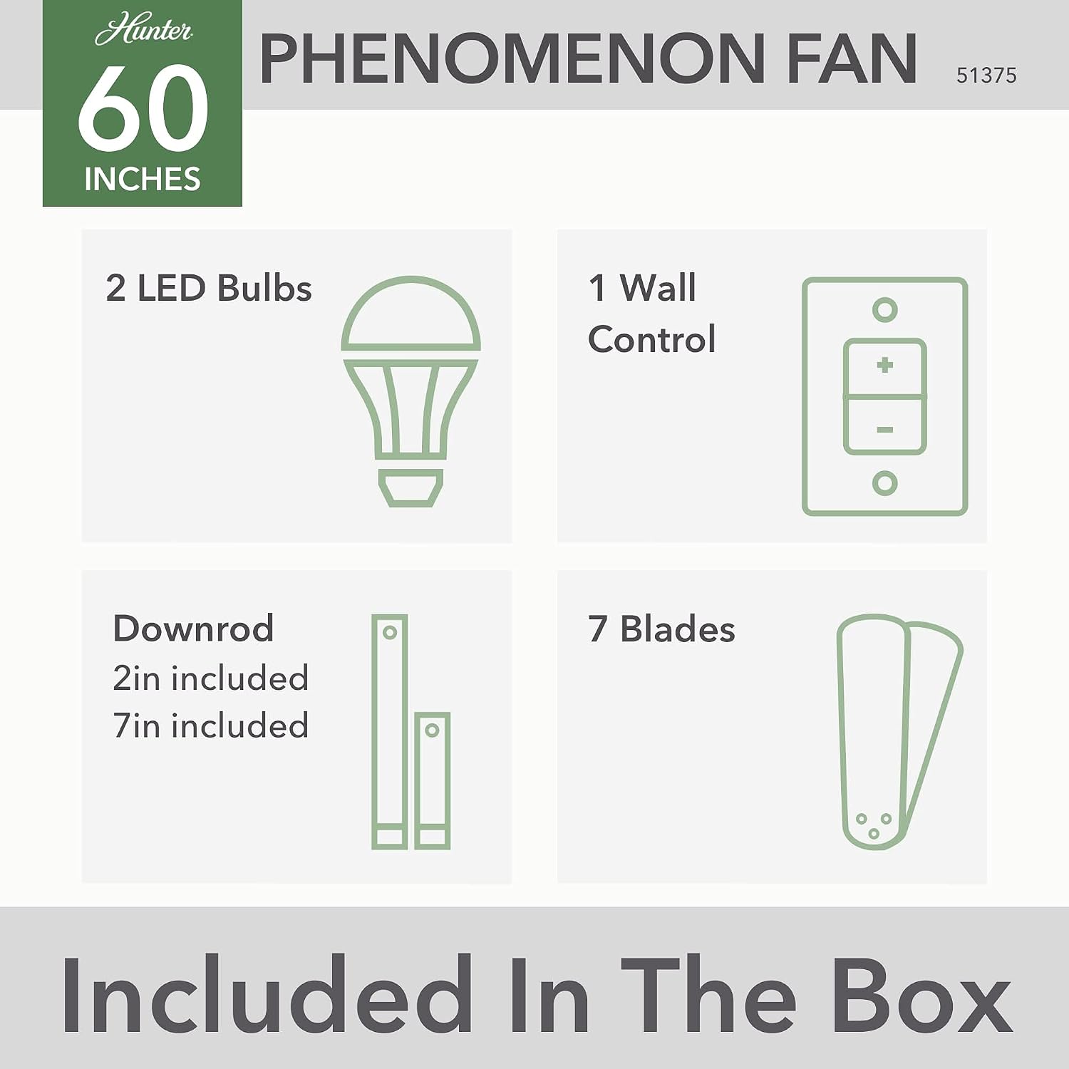 Hunter 60 inch WiFi Phenomenon Matte White Ceiling Fan with LED Light Kit and Wall Control