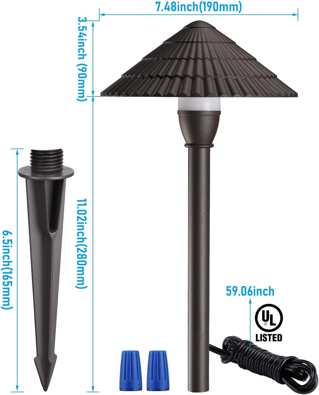 LEONLITE 12-Pack LED Low Voltage Landscape Lights, 3W Cast-Aluminum 12-24V Pathway Light, 4000K Cool White Waterproof Path Lights, ETL Listed Landscape Lighting Wired for Yard Lawn, Bronze