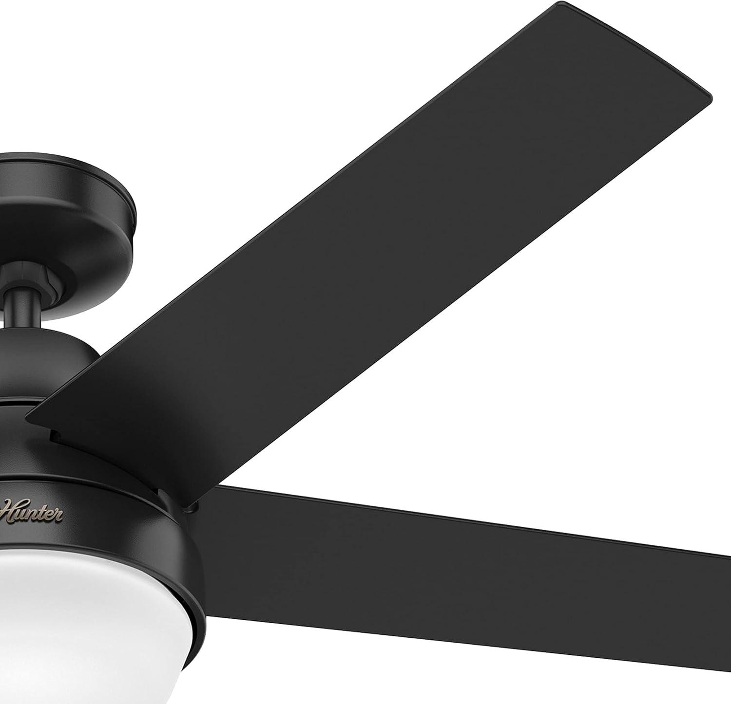 Hunter Fan 52 inch Contemporary Matte Black Indoor Ceiling Fan with Light Kit and Remote Control (Renewed)