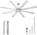YOUKAIN Ceiling Fans with Lights, 72 Inch Farmhouse Ceiling Fan with Light and Remote, 8-Reversible, Brushed Nickel Finish, Indoor/Outdoor Ceiling Fans for Living Room, Bedroom, 72-YJ632-BNW