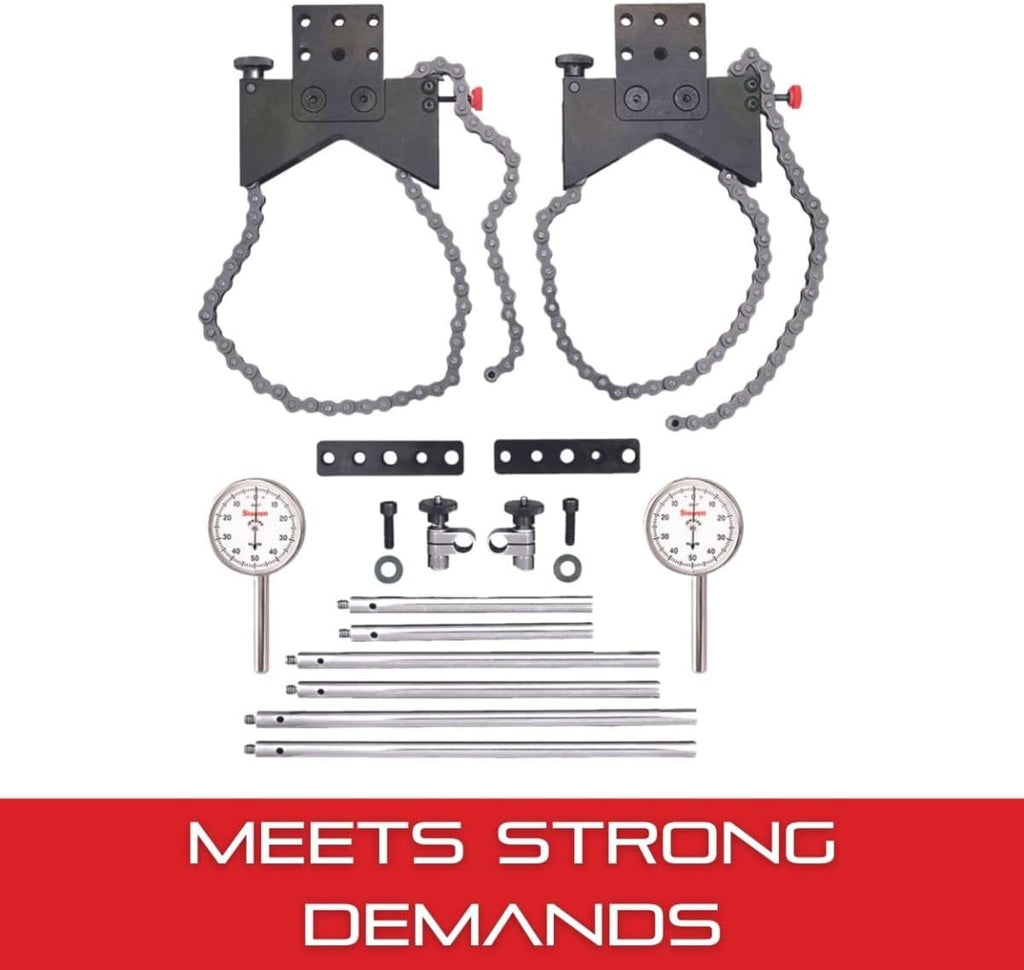 Starrett Shaft Alignment Chain Clamp Set with Case - 196B5 Indicator, PT18724 Snug, Extension Plate, Posts (5', 7-7/16', 9') - S668CZ