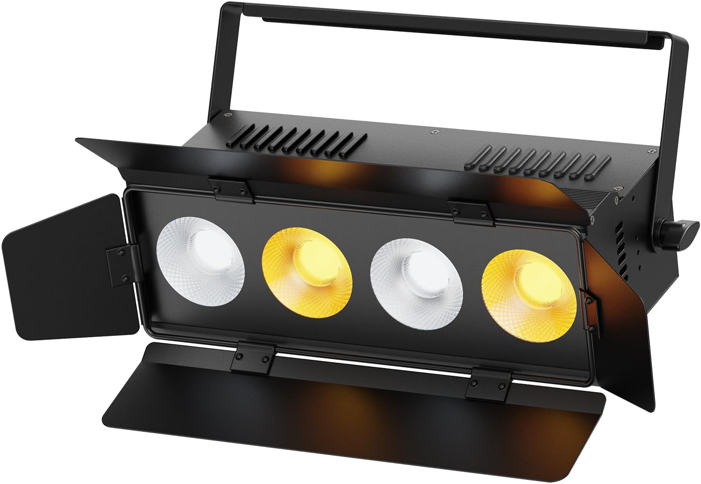 Stage Lights with Barn Doors, 4x50W LED Par Can Lights DMX512 Sound Activated, Cool White and Warm White COB Spotlights Uplights for Events Wedding Parties Concert Church Theater Stage