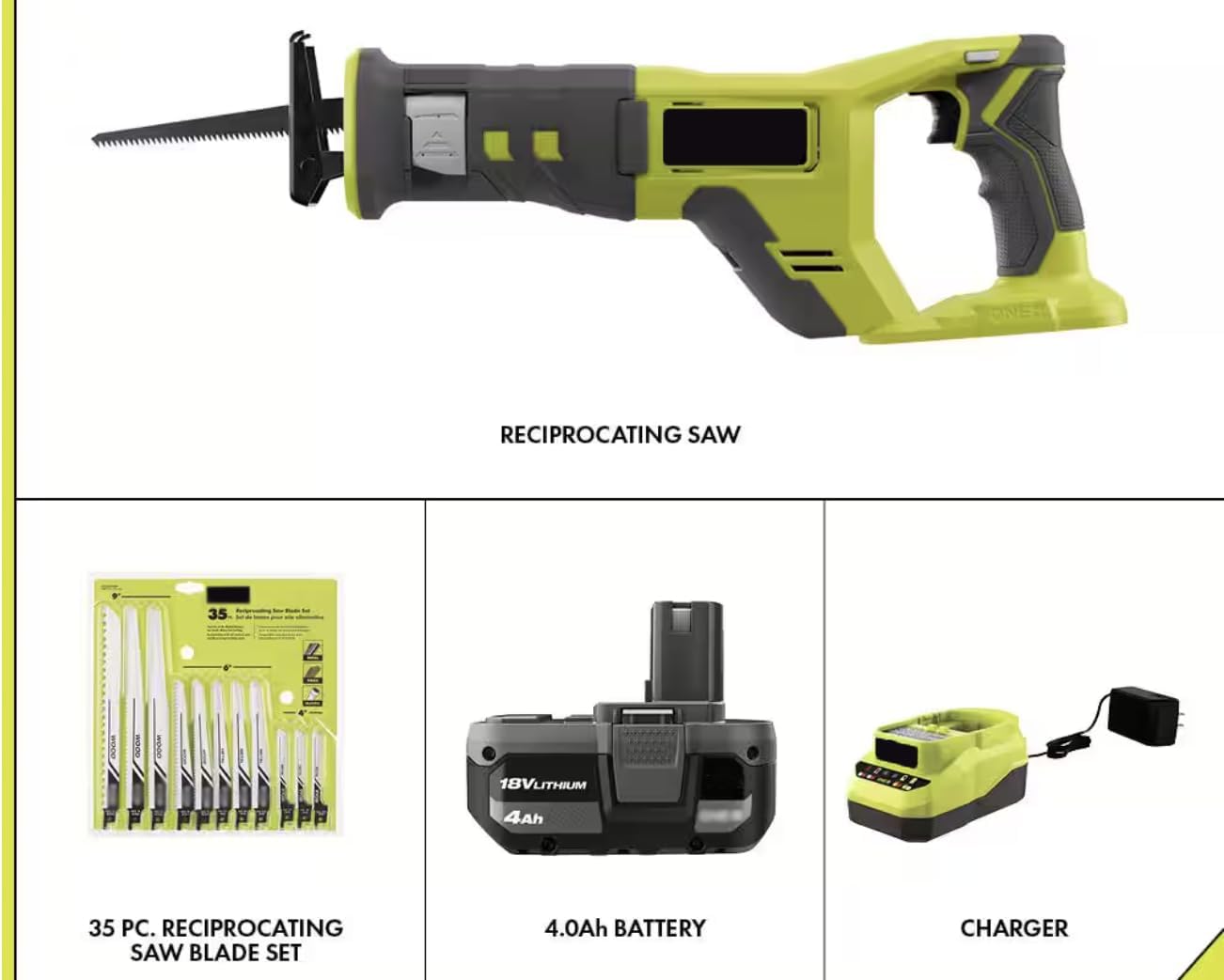 PCL515K1-A233501 Fits for RYOBI 18V Cordless Reciprocating Saw Kit with Battery and Charger w/Multi-Purpose Reciprocating Saw Blade Set (35-Piece)