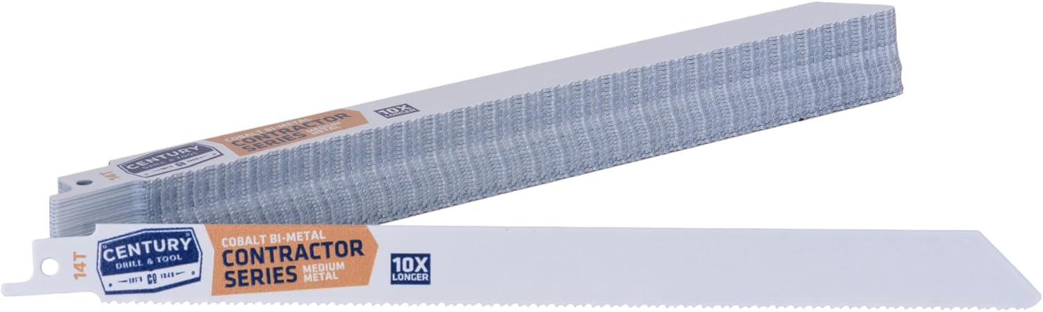 Century Drill & Tool 07794 9' Contractor Series Bi-Metal Reciprocating Saw Blade, 14T, 25 Pack