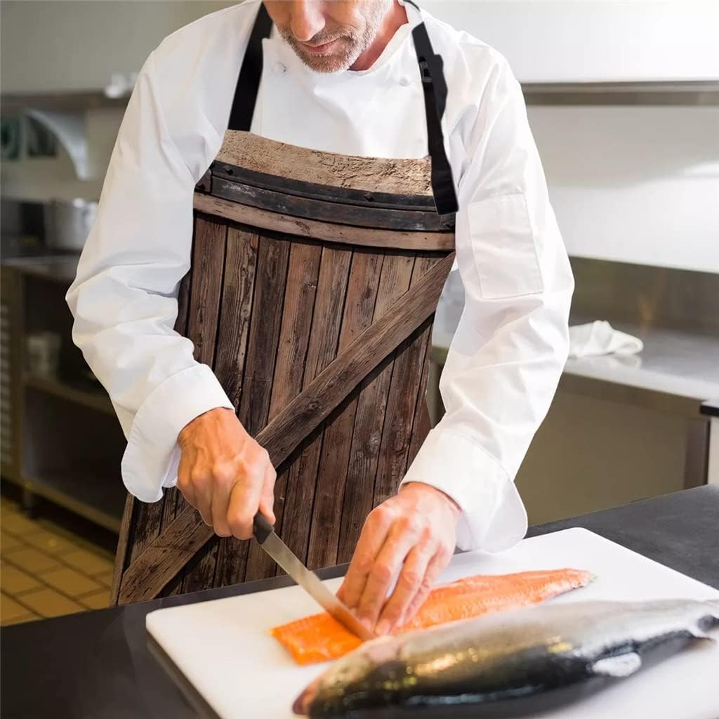 Old Wooden Doors Aprons for Women Men Kid Cooking Baking Apron Kitchen Utility Equipment Accessories