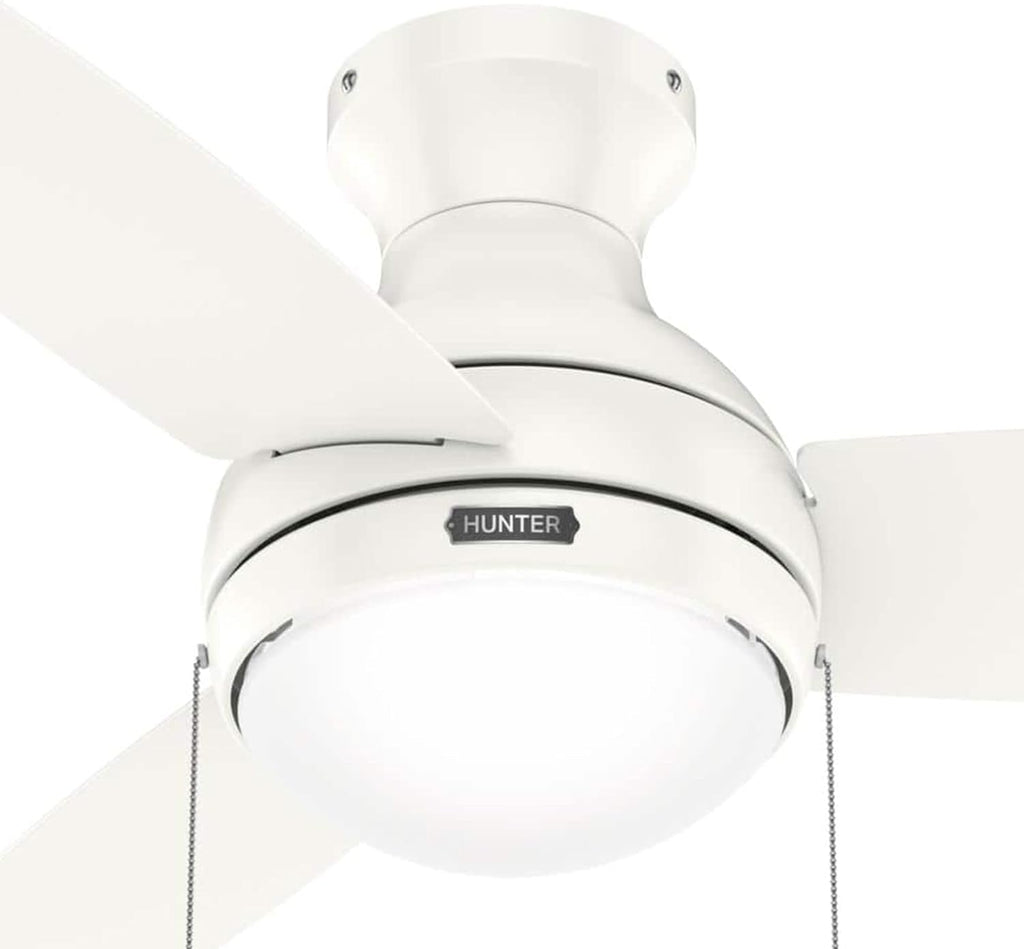 Hunter Fan 44 inch Fresh White Indoor Ceiling Fan with Light and Pull Chain for Bedroom, Living Room, Office, Basement, Kitchen (Renewed), CC5C27C65