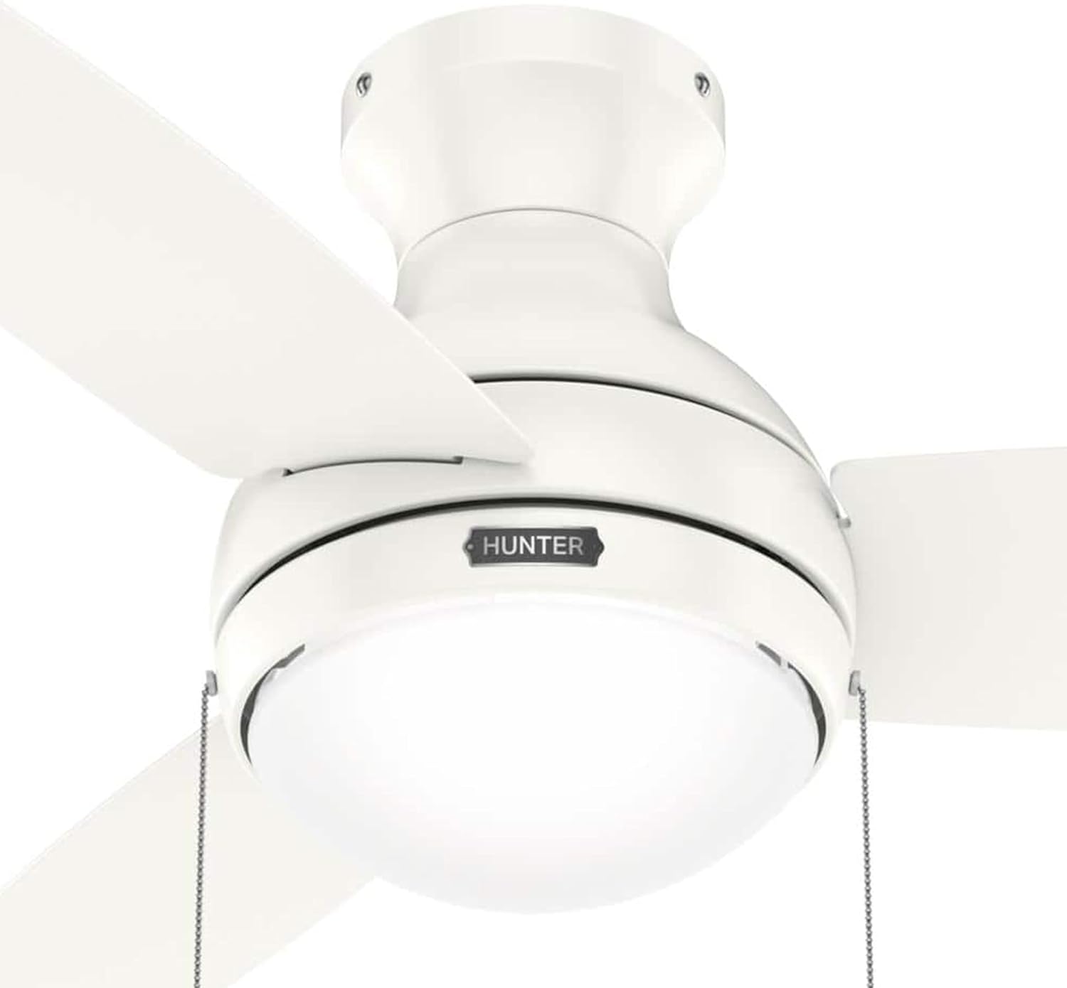 Hunter Fan 44 inch Fresh White Indoor Ceiling Fan with Light and Pull Chain for Bedroom, Living Room, Office, Basement, Kitchen (Renewed), CC5C27C65