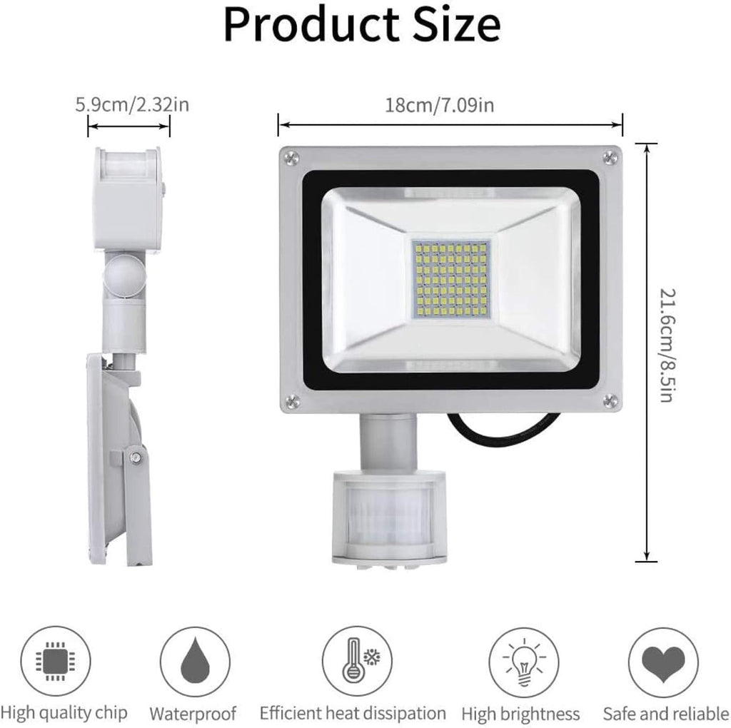 Solar Flood Lights 20W Warm White LED Spotlight with Motion, Outdoor Floodlights, Ip65 Waterproof Lamp, 2000Lm, 2800 3200 K