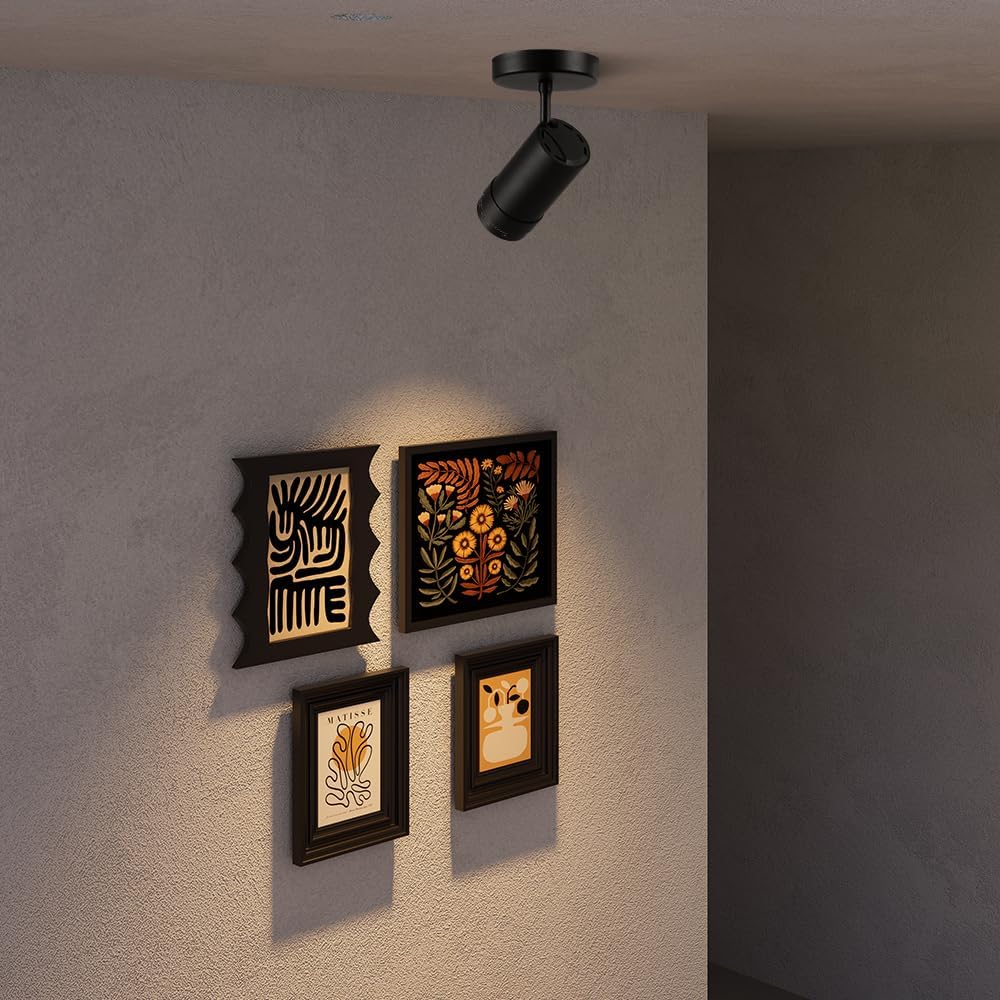 4 Pcs 9W LED Zoomable Ceiling Spotlight, Dimmable, Adjustable Beam Angle 10-55°, Swivel, CRI 97, Matte White Aluminum, Wired Accent Lamp for Corridor, Artwork, Living Room, and Modern Interiors