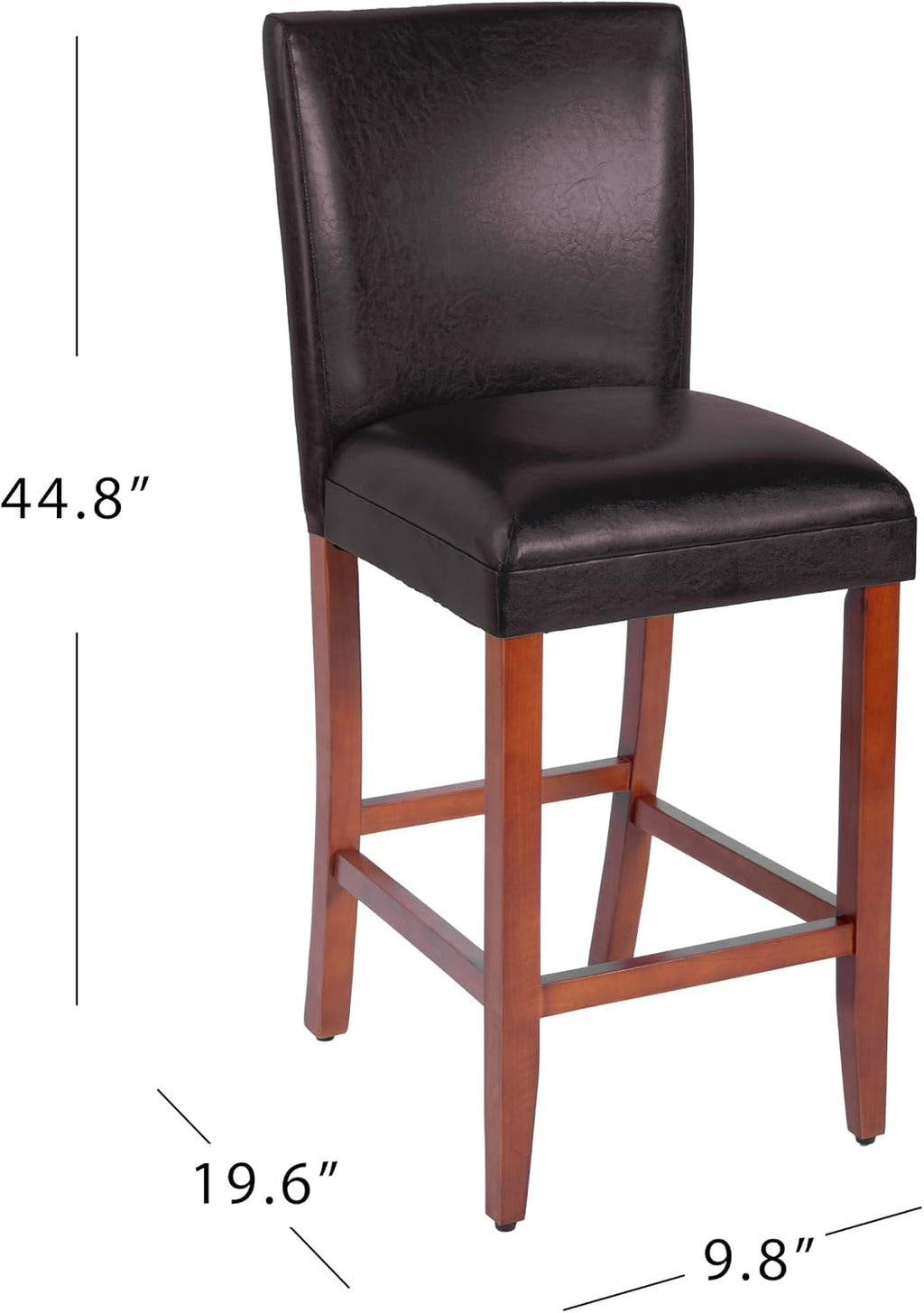 HomePop Counter Stool, 29-Inch, Dark Brown Faux Leather