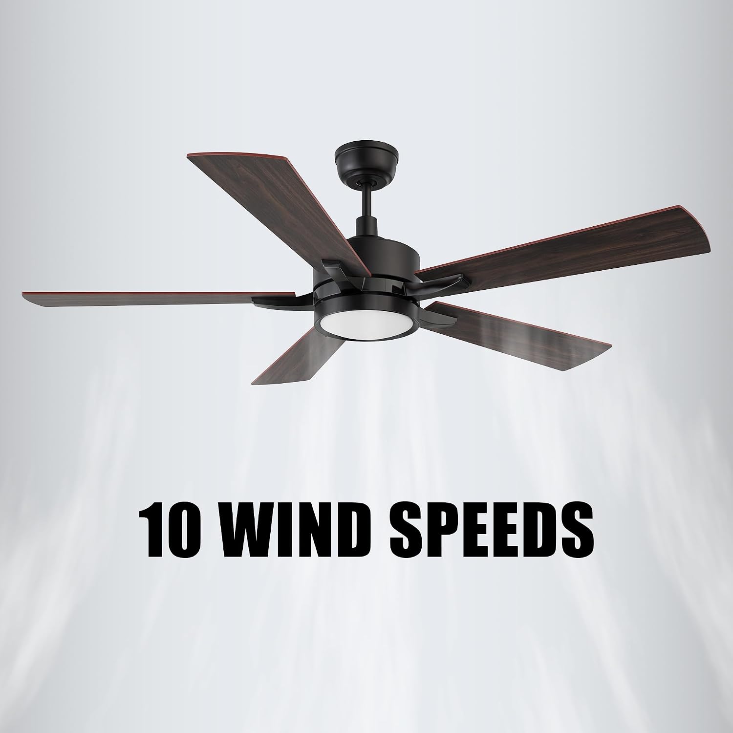 CEME 52' Ceiling Fan with Light and Remote, 10 Speeds Reversible DC Motor Outdoor Ceiling Fan, 3 Light Colors Dimmable, Compatible with Alexa, Siri & Google Home, Dark Walnut & Reddish brown