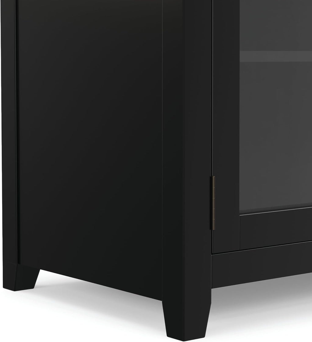SIMPLIHOME Cosmopolitan TV Stand - 72 inch Wide Solid Wood Media Console in Black, Contemporary Entertainment Center for Living Room for TVs up to 80 Inches with Drawers and Cable Management