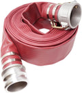 Gloxco 3' x 100′ Red Heavy Duty Lay Flat PVC Discharge Hose Assembly with Aluminum Cam and Groove C and E Fittings