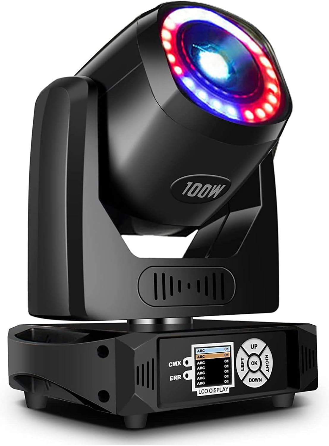 SHEHDS Moving Head Lights with LED Ring LED 100W 7 Dynamic & 6 Static Gobos 8 Colors Spotlights 6-Facet Prism DMX512 DJ Stage Lights with Unique Aperture Effect for Holiday Wedding Party Dance Disco