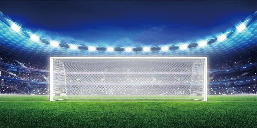 AOFOTO 20x10ft Soccer Field Background Football Pitch Goal Post Ball Game Stadium Spotlight Photography Backdrop Lawn Sports Club Fitness Player School Match Photo Studio Props Kid Boy Event Wallpaper