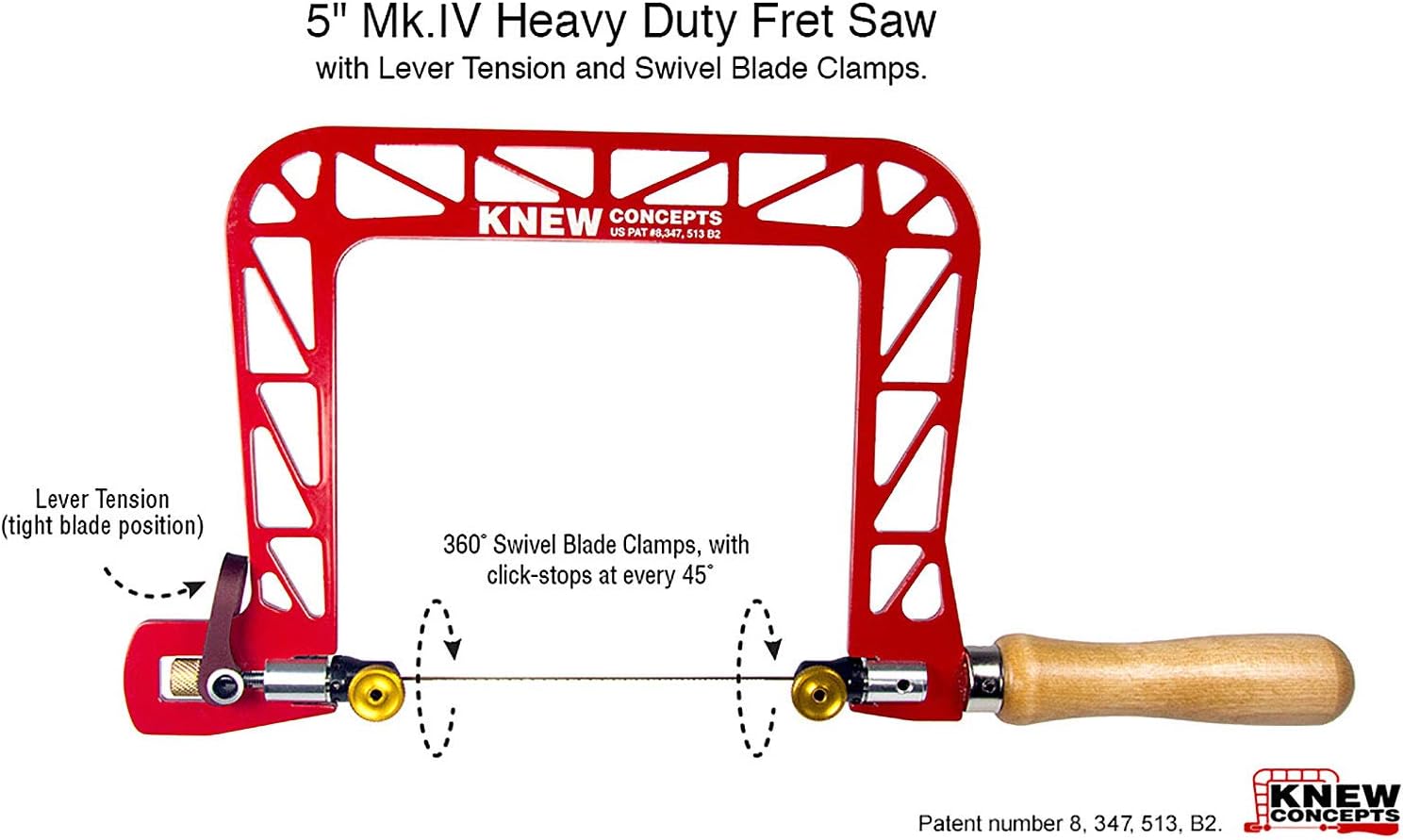 Knew Concepts 5' Mk.IV Heavy Duty Fret Saw With Lever Tension And Swivel Blade Clamps